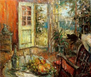 Digitalt Grafisk Arbeid av kunstner Fritz Helge Nyegaard - tittel: Enkefru Pedersens sommerstue
