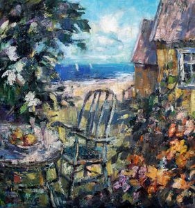 Digitalt Grafisk Arbeid av kunstner Fritz Helge Nyegaard - tittel: Gult strandhus