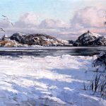 Digitalt Grafisk Arbeid av kunstner Fritz Helge Nyegaard - tittel: Vinter på Kronprinstomta